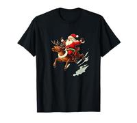 Le Père Noël chevauche Un Renne pour Une Balade Joyeuse T-Shirt
