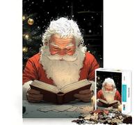 Le Père Noël lisant à la Lueur des Bougies Puzzle de Noël pour Adultes 1000 pièces Jeu de réflexion Anti-anxiété Objet de Collection aux découpes soignées (50x75cm)