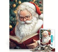 Le Père Noël lit Un Puzzle de Noël Amusant de 1000 pièces pour Adultes Renforce la mémoire, Calme l'esprit, Bords de qualité, Surprise chaleureuse (50x75cm)