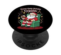 Le Père Noël ne boit Que du Coquito Funny Holiday Boricua Art PopSockets PopGrip Adhésif
