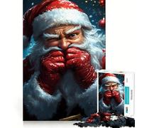 Le Père Noël Qui Fait Un clin d'œil Puzzle de 1000 pièces pour Adolescents Jeu de mémoire Amusant Composants Robustes et faciles à Transporter (38x26cm)
