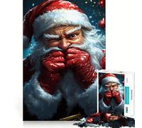 Le Père Noël Qui Fait Un clin d'œil Puzzle de 1000 pièces pour Adolescents Jeu de mémoire Amusant Découpe Nette Composants Robustes Jeu Portable et idéal pour Les Voyages (50x75cm)