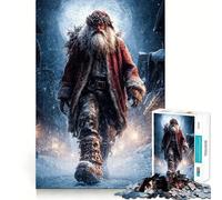 Le Père Noël se promenant dans Un Village enneigé Puzzle de 1000 pièces pour Adolescents Jeu de réflexion et de création Collective Découpe Nette et Amusante Objet de Collection (38x26cm)