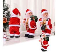 Le Père Noël secoue les hanches et joue de la guitare avec de la musique. Décoration de Noël : petite vieille poupée RFl392 (A, 28 x 12 cm)