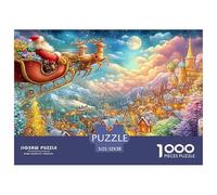 Le Père Noël survolant Une Ville d'hiver Lumineuse Puzzle De 1000 Pièces Christmas Style Jeu Éducatif Classique pour Le Temps des Puzzles en Famille 52x38cm/1000pcs