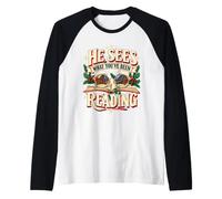 Le Père Noël voit ce Que Vous Avez lu Noël Manche Raglan