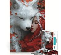Le Petit Chaperon Rouge et Le Loup Blanc Puzzle de 1000 pièces pour Adultes Stimule la mémoire, apaise l'esprit Design créatif à Assembler Cadeau Original (38x52cm)