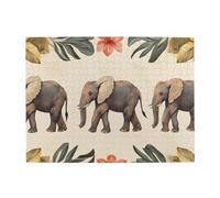 Le petit éléphant est parmi les fleurs Puzzle en bois de 500 pièces pour adultes - Puzzle stimulant pour jeu de taille 38,1 x 51,8 cm