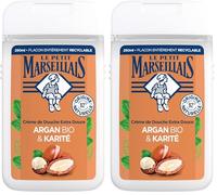 Le Petit Marseillais | Crème de Douche Extra Douce Argan Bio & Karité (flacon de 250 ml) - 92% d'ingrédients d'origine naturelle - Flacon entièrement recyclable (Lot de 2)