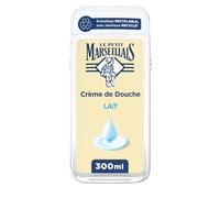 Le Petit Marseillais Crème de Douche Extra Douce Lait, flacon de 300 ml | Formule vegan composée à 92% d'ingrédients d'origine naturelle, Emballage recyclable, fabriqué avec du plastique recyclé