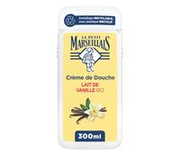Le Petit Marseillais Crème de Douche Extra Douce Lait Vanille Bio, 300 ml | Formule vegan composée à 92% d'ingrédients d'origine naturelle, Emballage recyclable, fabriqué avec du plastique recyclé
