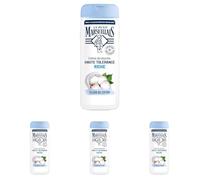 Le Petit Marseillais, Crème de Douche Haute Tolérance Riche Fleur de Coton (flacon de 400 ml) - 98% d'ingrédients d'origine naturelle - Pour tous types de peaux, même sensibles (Lot de 4)