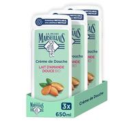 Le Petit Marseillais Crème de Douche Lait d'Amande Douce Lot de 3x650ml | Extra Douce, 92% d'ingrédients d'origine naturelle, lot de 3x650ml