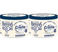 Le Petit Marseillais | Crème Hydratante Multi-Usage Lait (pot de 360 ml) - Crème corps, mains et visage pour les peaux très sèches - Soin hydratant 48h avec 95% d'ingrédients d'origine naturelle
