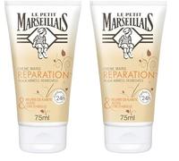 Le Petit Marseillais - Crème Mains Réparation Peaux Abîmées et Desséchées (lot de 2 tubes de 75 ml) - Crème réparatrice au beurre de karité, aloès et cire d'abeille - Soin des mains confort 24 h