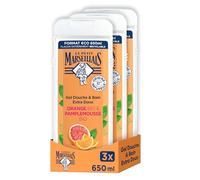 Le Petit Marseillais | Gel Douche & Bain Extra Doux Orange Bio & Pamplemousse Bio (lot de 3 flacons de 650 ml) - 92% d'ingrédients d'origine naturelle - pH neutre pour la peau et sans colorant