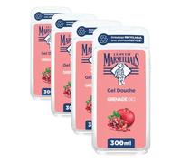 Le Petit Marseillais - Gel Douche Extra Doux Grenade Bio (flacon de 300ml) - Formule vegan avec 92% d'ingrédients d'origine naturelle - Emballage recyclable, avec plastique recyclé (Lot de 4)