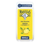 Le Petit Marseillais Gel Douche Extra Doux Mimosa & Citron Bio, 300 ml | Formule vegan composée à 92% d'ingrédients d'origine naturelle, Emballage recyclable, fabriqué avec du plastique recyclé