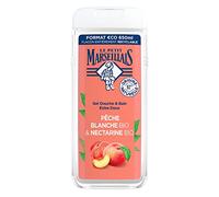 Le Petit Marseillais | Gel Douche Extra Doux Pêche Blanche Bio & Nectarine Bio (flacon de 650 ml) - 92 % d'ingrédients d'origine naturelle - pH neutre pour la peau et sans colorant
