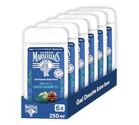 Le Petit Marseillais | Gel Douche Extra Doux Pin Bio & Criste Marine Bio (lot de 6 flacons de 250ml) - 92 % d'ingrédients d'origine naturelle - Flacon entièrement recyclable