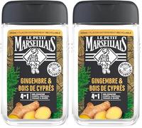 Le Petit Marseillais | Gel Douche Homme Gingembre & Bois de Cyprès (flacon de 250 ml) - Formule 4 en 1 corps, cheveux, visage & barbe - 92% d'ingrédients d'origine naturelle et pH neutre (Lot de 2)