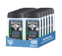 Le Petit Marseillais Gel Douche Homme Minéraux & Bois De Cèdre, Lot De 12x250ml - Formule 4 En 1 Corps, Cheveux, Visage & Barbe