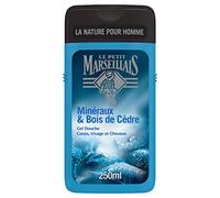 Le Petit Marseillais | Gel Douche Homme Minéraux & Bois de Cèdre (flacon de 250 ml) - Formule 4 en 1 corps, cheveux, visage & barbe - 92 % d'ingrédients d'origine naturelle et pH neutre
