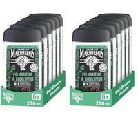 Le Petit Marseillais - Gel Douche Homme Pin Maritime & Eucalyptus (lot de 12 flacons de 250 ml) - Formule 4 en 1 corps, cheveux, visage & barbe - 92% d'ingrédients d'origine naturelle et pH neutre