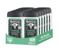 Le Petit Marseillais Gel Douche Homme Pin Maritime & Eucalyptus, Lot De 12x250ml - Formule 4 En 1 Corps, Cheveux, Visage & Barbe