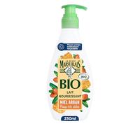 Le Petit Marseillais - Lait Nourrissant Hydratation 48h BIO Miel Argan (flacon-pompe de 250 ml) - Lait corps pour peaux très sèches - Lait hydratant avec 99% d'ingrédients d'origine naturelle