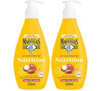 Le Petit Marseillais - Lait Soin Hydratant Nutrition (Flacon-Pompe de 250 Ml) - Lait Corps pour Peaux Très Sèches Hydratation 24H - Lait Corporel au Beurre de Karité, Amande Douce et Huile d'Argan