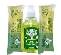 Le Petit Marseillais - lot de savon liquide pur à l’olive - 300 ml - produit original fabriqué en France + 2 recharges à 250ml