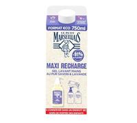 Le Petit Marseillais | Maxi Recharge Gel Lavant Mains au Pur Savon & Lavande (brique de 750 ml) - Recharge savon liquide pour flacon-pompe - Savon mains à l’huile essentielle de lavande