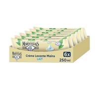Le Petit Marseillais | Recharge Crème Lavante Mains Lait (lot de 6 berlingots de 250ml) - Recharge savon liquide avec 92% d'ingrédients d'origine naturelle - Savon mains au pH neutre pour la peau