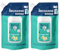 Le Petit Marseillais - Recharge Gel Douche Extra Doux Fleur de Tiaré (écopack de 500 ml) - 92% d'ingrédients d'origine naturelle - pH neutre pour la peau et sans colorant (Lot de 2)