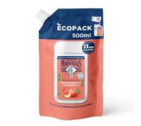 Le Petit Marseillais | Recharge Gel Douche Extra Doux Pêche Blanche Bio & Nectarine Bio (écopack de 500 ml) - 92% d'ingrédients d'origine naturelle - pH neutre pour la peau et sans colorant