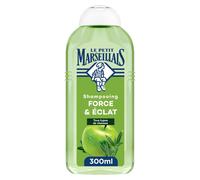 Le Petit Marseillais Shampooing Force & Éclat Pomme & Olivier Bio, 300 ml | Shampoing sans silicone pour cheveux normaux, composé à 98% d'ingrédients d'origine naturelle pour une brillance optimale