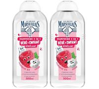 Le Petit Marseillais - Shampooing 2 en 1 Bébé & Enfant Démêlant Framboise Bio & Coton (300 ml) - 94% d'ingrédients d'origine naturelle (Lot de 2)