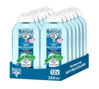 Le Petit Marseillais Shampooing Anti-Pelliculaire Menthe Bio & Huiles Essentielles, Lot De 12x250ml - Shampoing Sans Silicone Po
