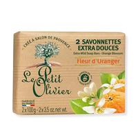 LE PETIT OLIVIER - 2 Savonnettes Extra Douces - Fleur D'Oranger - Parfum De La Région De Grasse - Nettoient La Peau En Douceur - Fabriqué en France - 2x100g