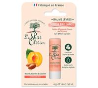 LE PETIT OLIVIER - Baume Lèvres Soin & Brillance - Huile D'Amande Douce et Abricot - Nourrit, Illumine & Sublime - Lèvres Sèches - Huiles 100% Végétales & Beurre de Karité - Fabriqué en France - 4 g