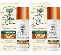 LE PETIT OLIVIER - Crème Jour & Nuit Anti-Âge - Huile d'Argan, Vitamine C & Acide Hyaluronique - Lisse Repulpe & Illumine - Tous Types De Peaux - 97% D'Origine Naturelle - Fabriqué en France - 50 ml
