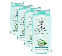 LE PETIT OLIVIER - Shampooing Micellaire Soin Purifiant - Aloe Vera & Thé Vert - Purifie & Allège - Cheveux Normaux À Gras - Sans Silicone/Sulfate - Fabriqué en France - 250 ml (Lot de 4)