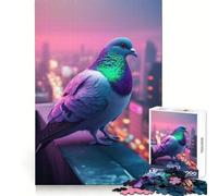 Le Pigeon dans Neon City Puzzle de 1000 pièces pour Adolescents Jeu de logique Solide Amusant et paisible Découpe de précision (38x52cm)