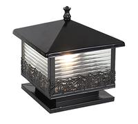 Le pilier de patio moderne allume la colonne lumineuse de clôture de cour extérieure finition noire avec lanterne de poteau extérieur en verre semé lampe décorative étanche pour jardin de porche de