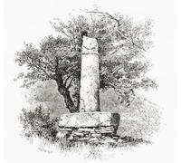 Le pilier d'Eliseg alias Elise's Pillar ou Croes Elisedd près de l'abbaye de Valle Crucis Denbighshire Pays de Galles vu ici au XIXe siècle. Érigé par Cyngen ap Cadell (c.790 - 855) roi de Powys en