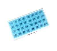 Le Pilulier Mensuel 31 Compartiments, 1 par Jour, 4 Semaines Mois 31 Jours Pilulier, Bleu