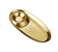 Le plateau de service ovale en acier antirouille-Or. Très grand