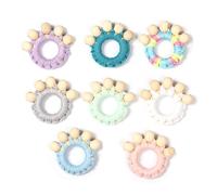 Le Plus Bébé Dentition Anneau En Bois Hochet Mâcher Perles Anneau De Dentition Boho Bracelet Jouet D'allaitement P31b