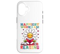 Le plus heureux quand je lis - Cute Book Reader Lover Bookworm Coque pour iPhone 16